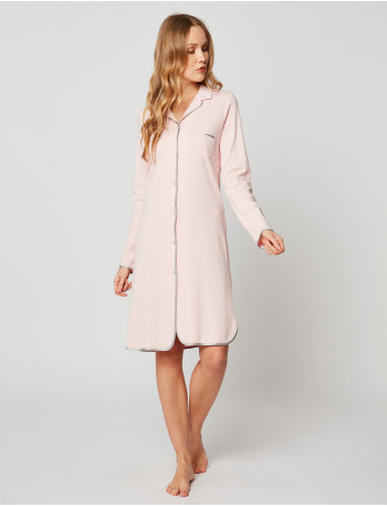 Button-down nightdress 100% cotton ESSENTIEL H05A Bois de rose