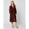Fur wrap-over dressing gown in ESSENTIEL H60A Prune