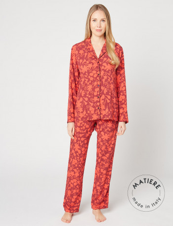 Pyjama boutonné en viscose PATCHOULI 406 prune/muscade