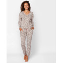 Pyjama jogging imprimé en coton élasthanne LOVIN'YOU 502 choco écru
