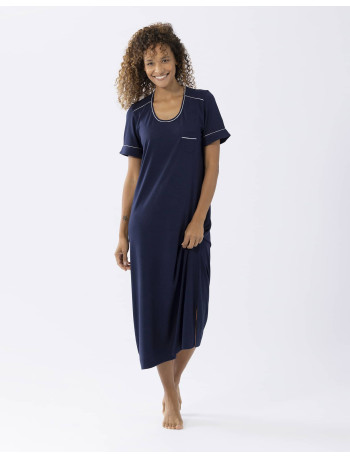 Short-sleeved cotton-modal nightshirt LES INTEMPORELLES A11 navy blue